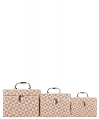 3in1 Monogram Print Cosmetic Case 007-8635 TAUPE